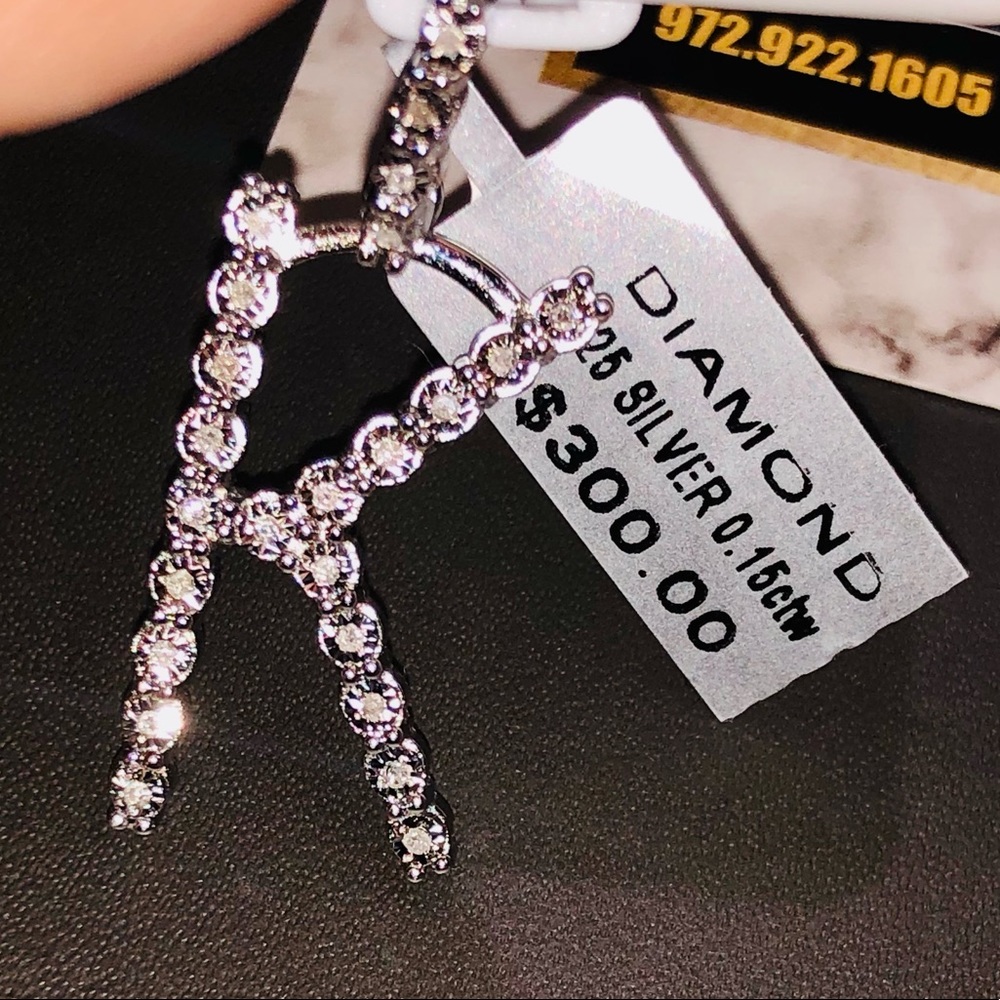 Last one left! Real diamond Initial pendant letter K Not CZ not fake! HUGE SALE! - Picture 5 of 11